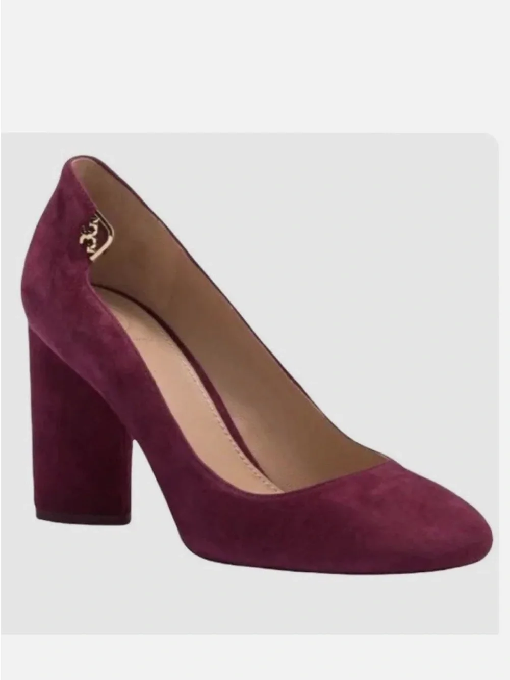 Tory Burch Elizabeth Round-Toe 85MM Pump Port Plum Heel size 8.5